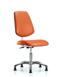 Class 100 Vinyl Clean Room Chair - Desk Height with Medium Back, Seat Tilt, & Stationary Glides in Orange Kist Trailblazer Vinyl NCR-VDHCH-MB-CR-T1-A0-RG-8613
