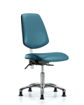 Class 100 Vinyl Clean Room Chair - Desk Height with Medium Back, Seat Tilt, & Stationary Glides in Marine Blue Supernova Vinyl NCR-VDHCH-MB-CR-T1-A0-RG-8801