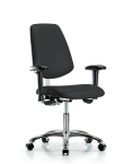 Class 100 Vinyl Clean Room Chair - Desk Height with Medium Back, Seat Tilt, Adjustable Arms, & Casters in Black Trailblazer Vinyl NCR-VDHCH-MB-CR-T1-A1-CC-8540