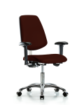 Class 100 Vinyl Clean Room Chair - Desk Height with Medium Back, Seat Tilt, Adjustable Arms, & Casters in Burgundy Trailblazer Vinyl NCR-VDHCH-MB-CR-T1-A1-CC-8569