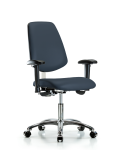 Class 100 Vinyl Clean Room Chair - Desk Height with Medium Back, Seat Tilt, Adjustable Arms, & Casters in Imperial Blue Trailblazer Vinyl NCR-VDHCH-MB-CR-T1-A1-CC-8582