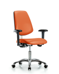 Class 100 Vinyl Clean Room Chair - Desk Height with Medium Back, Seat Tilt, Adjustable Arms, & Casters in Orange Kist Trailblazer Vinyl NCR-VDHCH-MB-CR-T1-A1-CC-8613