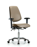 Class 100 Vinyl Clean Room Chair - Desk Height with Medium Back, Seat Tilt, Adjustable Arms, & Casters in Taupe Supernova Vinyl NCR-VDHCH-MB-CR-T1-A1-CC-8809