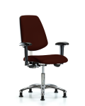 Class 100 Vinyl Clean Room Chair - Desk Height with Medium Back, Seat Tilt, Adjustable Arms, & Stationary Glides in Burgundy Trailblazer Vinyl NCR-VDHCH-MB-CR-T1-A1-RG-8569