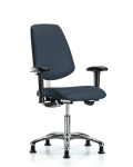 Class 100 Vinyl Clean Room Chair - Desk Height with Medium Back, Seat Tilt, Adjustable Arms, & Stationary Glides in Imperial Blue Trailblazer Vinyl NCR-VDHCH-MB-CR-T1-A1-RG-8582