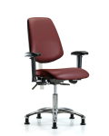 Class 100 Vinyl Clean Room Chair - Desk Height with Medium Back, Seat Tilt, Adjustable Arms, & Stationary Glides in Borscht Supernova Vinyl NCR-VDHCH-MB-CR-T1-A1-RG-8815