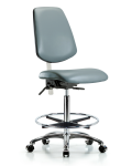 Class 100 Vinyl Clean Room Chair - High Bench Height with Medium Back, Chrome Foot Ring, & Casters in Storm Supernova Vinyl NCR-VHBCH-MB-CR-T0-A0-CF-CC-8822