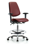 Class 100 Vinyl Clean Room Chair - High Bench Height with Medium Back, Adjustable Arms, Chrome Foot Ring, & Casters in Borscht Supernova Vinyl NCR-VHBCH-MB-CR-T0-A1-CF-CC-8815
