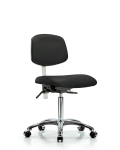 Class 100 Vinyl Clean Room Chair - Medium Bench Height with Casters in Black Trailblazer Vinyl NCR-VMBCH-CR-T0-A0-NF-CC-8540