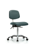 Class 100 Vinyl Clean Room Chair - Medium Bench Height with Casters in Colonial Blue Trailblazer Vinyl NCR-VMBCH-CR-T0-A0-NF-CC-8546