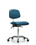 Class 100 Vinyl Clean Room Chair - Medium Bench Height with Casters in Marine Blue Supernova Vinyl NCR-VMBCH-CR-T0-A0-NF-CC-8801