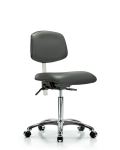 Class 100 Vinyl Clean Room Chair - Medium Bench Height with Casters in Carbon Supernova Vinyl NCR-VMBCH-CR-T0-A0-NF-CC-8823