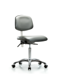 Class 100 Vinyl Clean Room Chair - Medium Bench Height with Casters in Sterling Supernova Vinyl NCR-VMBCH-CR-T0-A0-NF-CC-8840