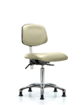 Class 100 Vinyl Clean Room Chair - Medium Bench Height with Stationary Glides in Adobe White Trailblazer Vinyl NCR-VMBCH-CR-T0-A0-NF-RG-8501