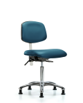 Class 100 Vinyl Clean Room Chair - Medium Bench Height with Stationary Glides in Marine Blue Supernova Vinyl NCR-VMBCH-CR-T0-A0-NF-RG-8801