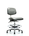 Class 100 Vinyl Clean Room Chair - Medium Bench Height with Stationary Glides in Sterling Supernova Vinyl NCR-VMBCH-CR-T0-A0-NF-RG-8840