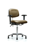 Class 100 Vinyl Clean Room Chair - Medium Bench Height with Adjustable Arms & Stationary Glides in Taupe Supernova Vinyl NCR-VMBCH-CR-T0-A1-NF-RG-8809