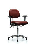 Class 100 Vinyl Clean Room Chair - Medium Bench Height with Adjustable Arms & Stationary Glides in Borscht Supernova Vinyl NCR-VMBCH-CR-T0-A1-NF-RG-8815
