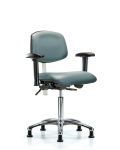 Class 100 Vinyl Clean Room Chair - Medium Bench Height with Adjustable Arms & Stationary Glides in Storm Supernova Vinyl NCR-VMBCH-CR-T0-A1-NF-RG-8822