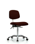 Class 100 Vinyl Clean Room Chair - Medium Bench Height with Seat Tilt & Casters in Burgundy Trailblazer Vinyl NCR-VMBCH-CR-T1-A0-NF-CC-8569