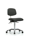 Class 100 Vinyl Clean Room Chair - Medium Bench Height with Seat Tilt & Casters in Charcoal Trailblazer Vinyl NCR-VMBCH-CR-T1-A0-NF-CC-8605