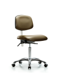 Class 100 Vinyl Clean Room Chair - Medium Bench Height with Seat Tilt & Casters in Taupe Supernova Vinyl NCR-VMBCH-CR-T1-A0-NF-CC-8809