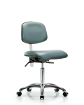 Class 100 Vinyl Clean Room Chair - Medium Bench Height with Seat Tilt & Casters in Storm Supernova Vinyl NCR-VMBCH-CR-T1-A0-NF-CC-8822