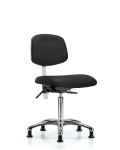 Class 100 Vinyl Clean Room Chair - Medium Bench Height with Seat Tilt & Stationary Glides in Black Trailblazer Vinyl NCR-VMBCH-CR-T1-A0-NF-RG-8540