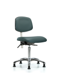 Class 100 Vinyl Clean Room Chair - Medium Bench Height with Seat Tilt & Stationary Glides in Colonial Blue Trailblazer Vinyl NCR-VMBCH-CR-T1-A0-NF-RG-8546