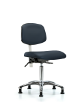 Class 100 Vinyl Clean Room Chair - Medium Bench Height with Seat Tilt & Stationary Glides in Imperial Blue Trailblazer Vinyl NCR-VMBCH-CR-T1-A0-NF-RG-8582