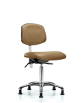 Class 100 Vinyl Clean Room Chair - Medium Bench Height with Seat Tilt & Stationary Glides in Taupe Trailblazer Vinyl NCR-VMBCH-CR-T1-A0-NF-RG-8584