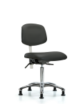 Class 100 Vinyl Clean Room Chair - Medium Bench Height with Seat Tilt & Stationary Glides in Charcoal Trailblazer Vinyl NCR-VMBCH-CR-T1-A0-NF-RG-8605