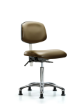 Class 100 Vinyl Clean Room Chair - Medium Bench Height with Seat Tilt & Stationary Glides in Taupe Supernova Vinyl NCR-VMBCH-CR-T1-A0-NF-RG-8809