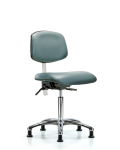 Class 100 Vinyl Clean Room Chair - Medium Bench Height with Seat Tilt & Stationary Glides in Storm Supernova Vinyl NCR-VMBCH-CR-T1-A0-NF-RG-8822