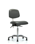 Class 100 Vinyl Clean Room Chair - Medium Bench Height with Seat Tilt & Stationary Glides in Carbon Supernova Vinyl NCR-VMBCH-CR-T1-A0-NF-RG-8823