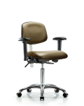 Class 100 Vinyl Clean Room Chair - Medium Bench Height with Seat Tilt, Adjustable Arms, & Casters in Taupe Supernova Vinyl NCR-VMBCH-CR-T1-A1-NF-CC-8809