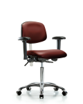 Class 100 Vinyl Clean Room Chair - Medium Bench Height with Seat Tilt, Adjustable Arms, & Casters in Borscht Supernova Vinyl NCR-VMBCH-CR-T1-A1-NF-CC-8815