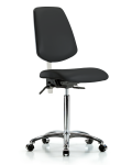 Class 100 Vinyl Clean Room Chair - Medium Bench Height with Medium Back & Casters in Black Trailblazer Vinyl NCR-VMBCH-MB-CR-T0-A0-NF-CC-8540