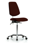 Class 100 Vinyl Clean Room Chair - Medium Bench Height with Medium Back & Casters in Burgundy Trailblazer Vinyl NCR-VMBCH-MB-CR-T0-A0-NF-CC-8569