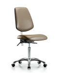 Class 100 Vinyl Clean Room Chair - Medium Bench Height with Medium Back & Casters in Taupe Supernova Vinyl NCR-VMBCH-MB-CR-T0-A0-NF-CC-8809