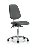 Class 100 Vinyl Clean Room Chair - Medium Bench Height with Medium Back & Casters in Carbon Supernova Vinyl NCR-VMBCH-MB-CR-T0-A0-NF-CC-8823