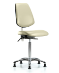 Class 100 Vinyl Clean Room Chair - Medium Bench Height with Medium Back & Stationary Glides in Adobe White Trailblazer Vinyl NCR-VMBCH-MB-CR-T0-A0-NF-RG-8501