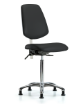 Class 100 Vinyl Clean Room Chair - Medium Bench Height with Medium Back & Stationary Glides in Black Trailblazer Vinyl NCR-VMBCH-MB-CR-T0-A0-NF-RG-8540