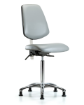 Class 100 Vinyl Clean Room Chair - Medium Bench Height with Medium Back & Stationary Glides in Dove Trailblazer Vinyl NCR-VMBCH-MB-CR-T0-A0-NF-RG-8567
