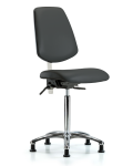 Class 100 Vinyl Clean Room Chair - Medium Bench Height with Medium Back & Stationary Glides in Charcoal Trailblazer Vinyl NCR-VMBCH-MB-CR-T0-A0-NF-RG-8605