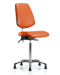 Class 100 Vinyl Clean Room Chair - Medium Bench Height with Medium Back & Stationary Glides in Orange Kist Trailblazer Vinyl NCR-VMBCH-MB-CR-T0-A0-NF-RG-8613