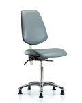 Class 100 Vinyl Clean Room Chair - Medium Bench Height with Medium Back & Stationary Glides in Storm Supernova Vinyl NCR-VMBCH-MB-CR-T0-A0-NF-RG-8822