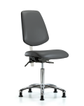 Class 100 Vinyl Clean Room Chair - Medium Bench Height with Medium Back & Stationary Glides in Carbon Supernova Vinyl NCR-VMBCH-MB-CR-T0-A0-NF-RG-8823