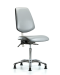 Class 100 Vinyl Clean Room Chair - Medium Bench Height with Medium Back & Stationary Glides in Sterling Supernova Vinyl NCR-VMBCH-MB-CR-T0-A0-NF-RG-8840