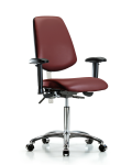 Class 100 Vinyl Clean Room Chair - Medium Bench Height with Medium Back, Adjustable Arms, & Casters in Borscht Supernova Vinyl NCR-VMBCH-MB-CR-T0-A1-NF-CC-8815